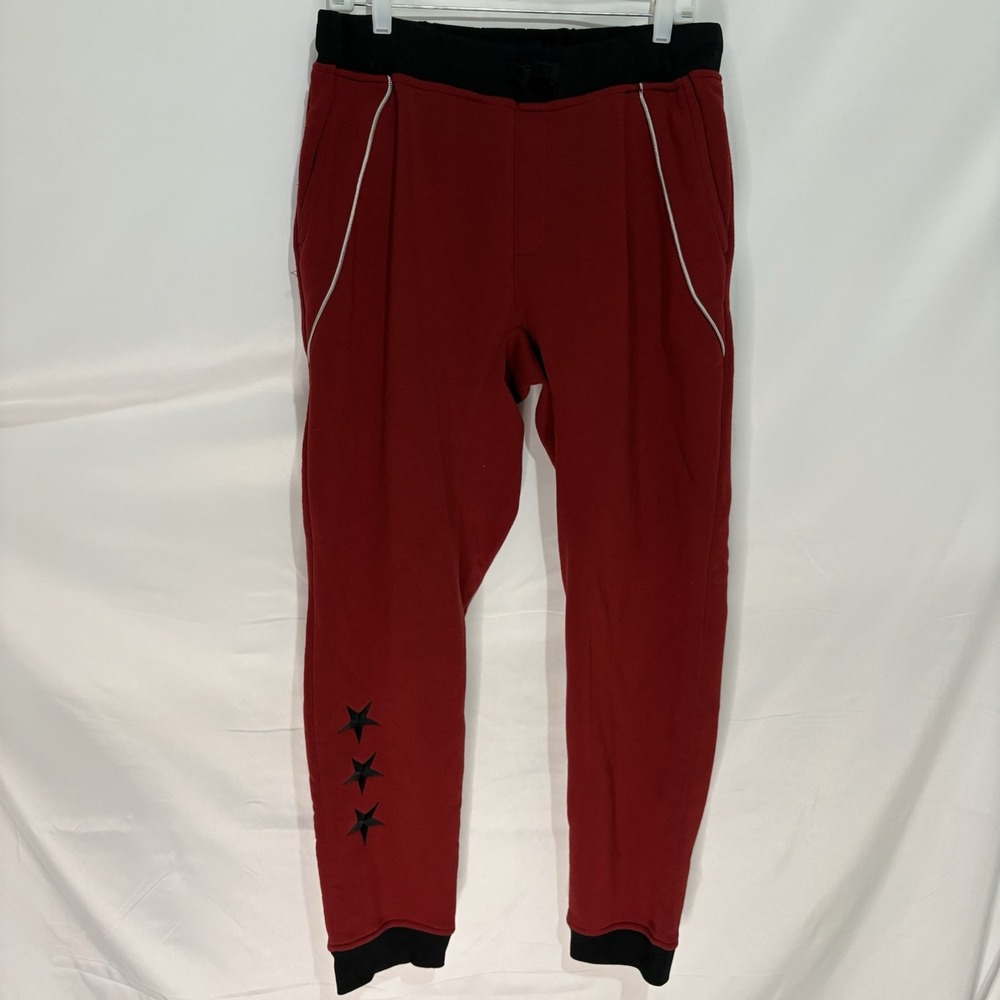 Vintage Enyce Mens Red Fleece Pants Black Stars Size XL Sweatpants Activewear